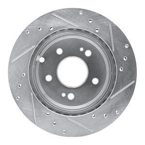 Mitsubishi Galant Brake Rotor (1) - Rear Left - R1 Concepts - Drilled & Slotted - Silver - `06-`12